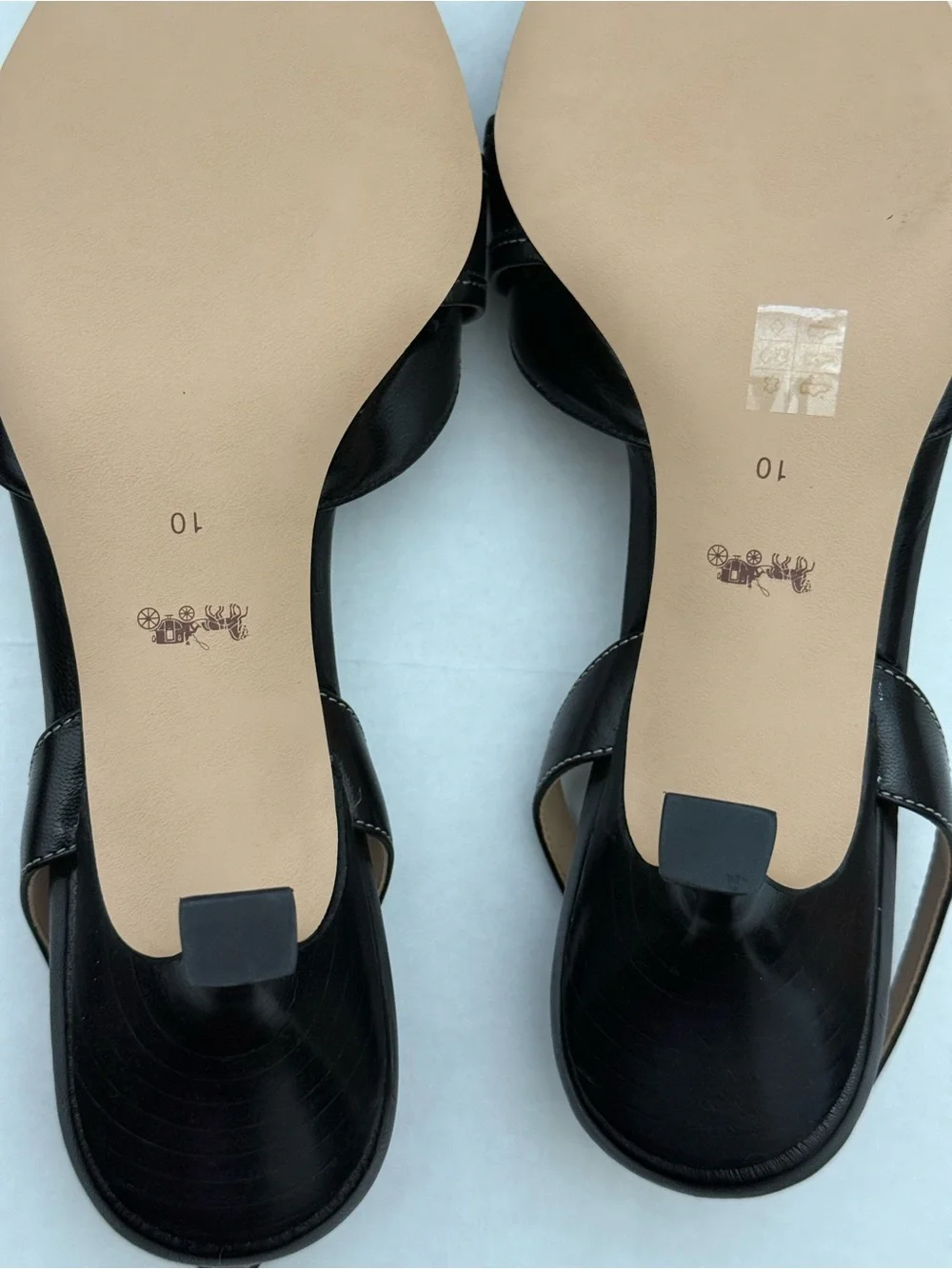 Coach Margot Black Leather Slingback Pump with Silver Buckle Size 10